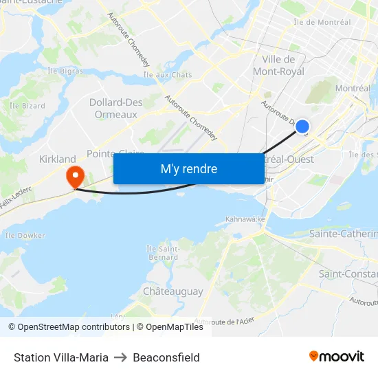 Station Villa-Maria to Beaconsfield map