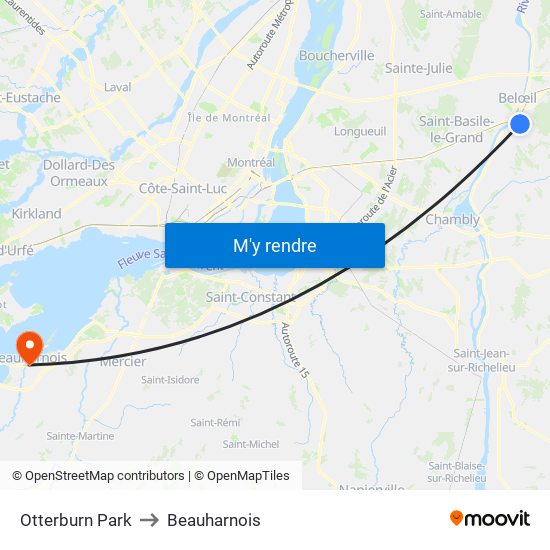 Otterburn Park to Beauharnois map