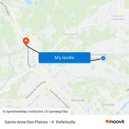 Sainte-Anne-Des-Plaines to Bellefeuille map