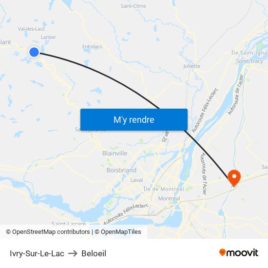 Ivry-Sur-Le-Lac to Beloeil map