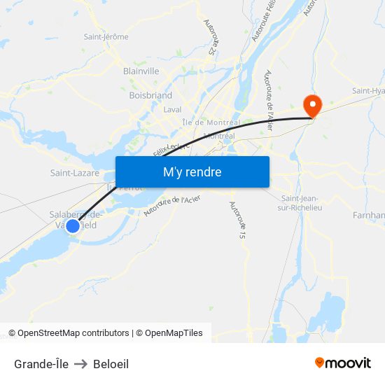 Grande-Île to Beloeil map
