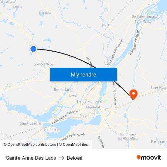 Sainte-Anne-Des-Lacs to Beloeil map