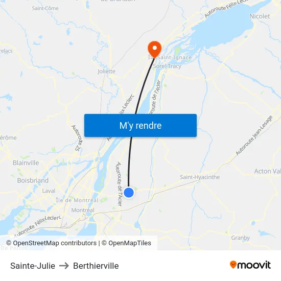 Sainte-Julie to Berthierville map