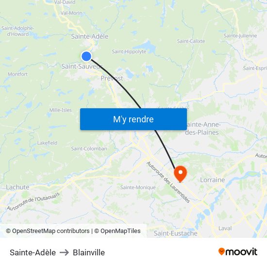 Sainte-Adèle to Blainville map
