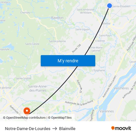 Notre-Dame-De-Lourdes to Blainville map