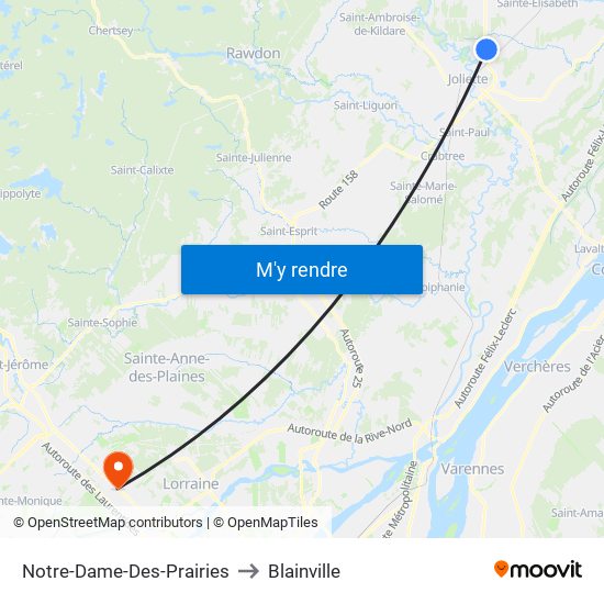 Notre-Dame-Des-Prairies to Blainville map