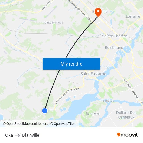 Oka to Blainville map