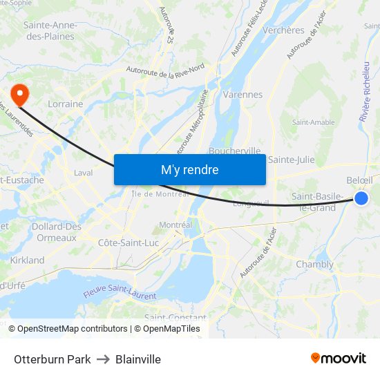 Otterburn Park to Blainville map