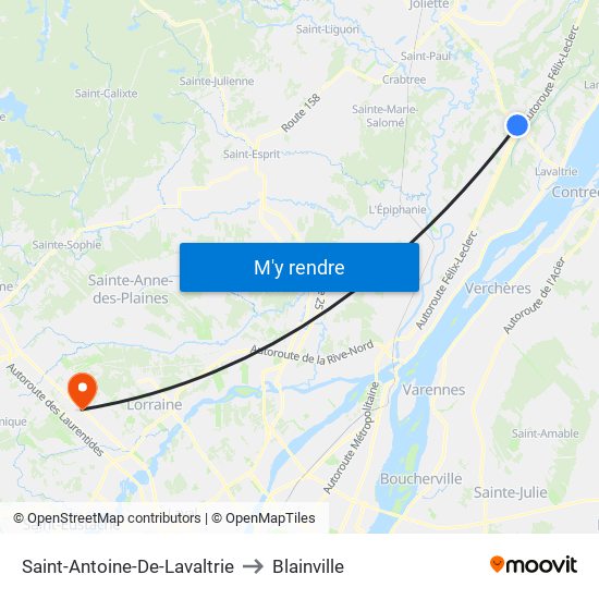 Saint-Antoine-De-Lavaltrie to Blainville map