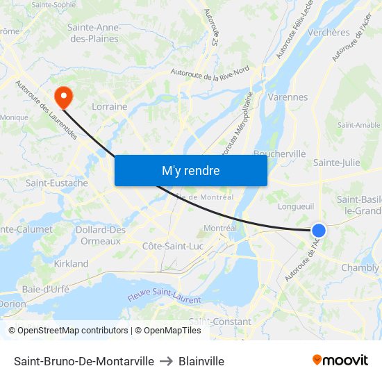 Saint-Bruno-De-Montarville to Blainville map