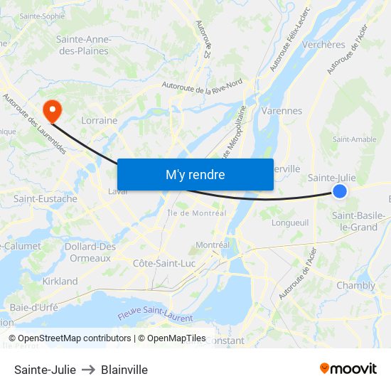 Sainte-Julie to Blainville map