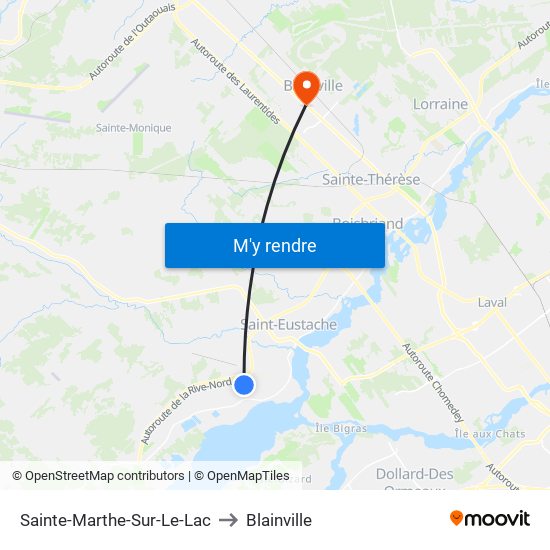 Sainte-Marthe-Sur-Le-Lac to Blainville map