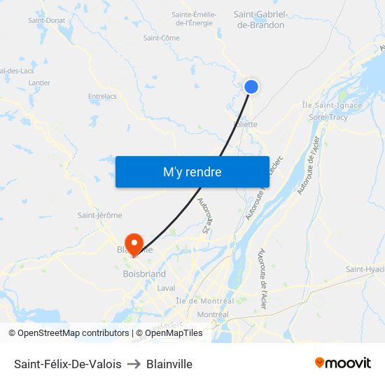 Saint-Félix-De-Valois to Blainville map