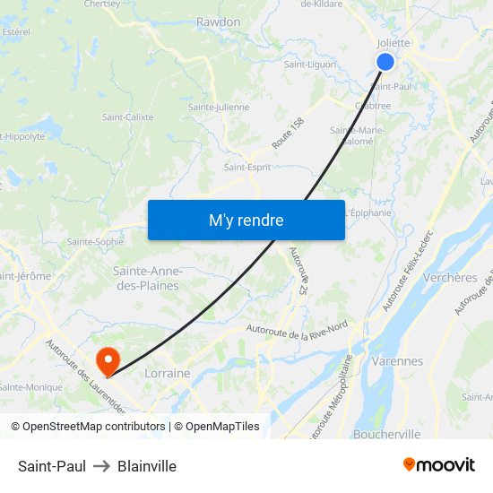 Saint-Paul to Blainville map