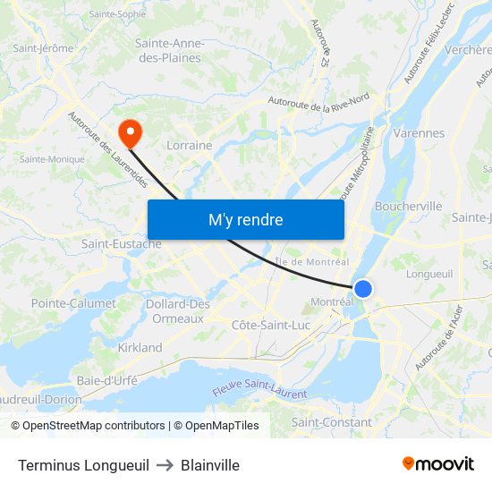 Terminus Longueuil to Blainville map