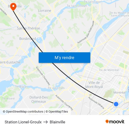 Station Lionel-Groulx to Blainville map