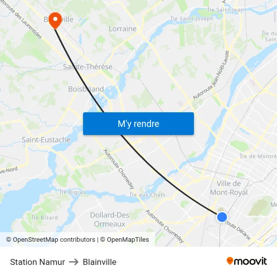 Station Namur to Blainville map