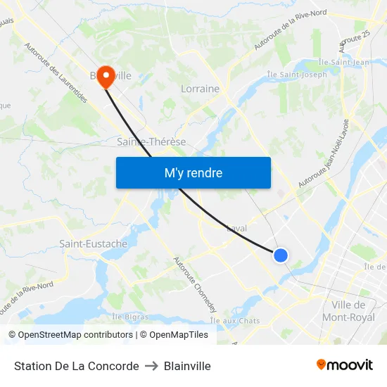 Station De La Concorde to Blainville map