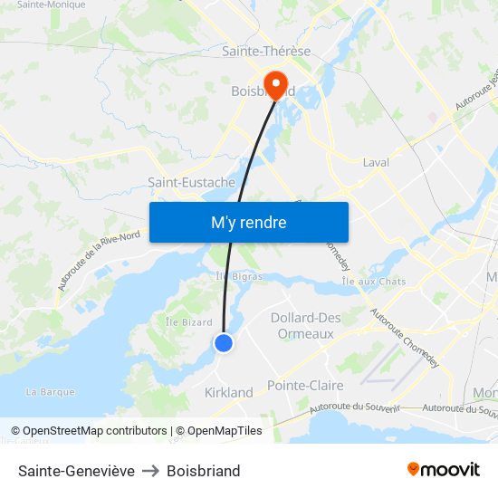 Sainte-Geneviève to Boisbriand map