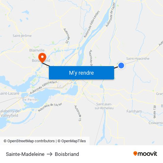 Sainte-Madeleine to Boisbriand map