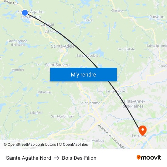 Sainte-Agathe-Nord to Bois-Des-Filion map