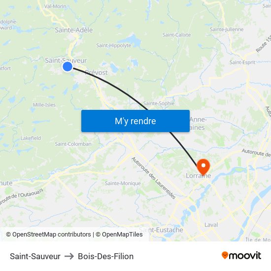 Saint-Sauveur to Bois-Des-Filion map