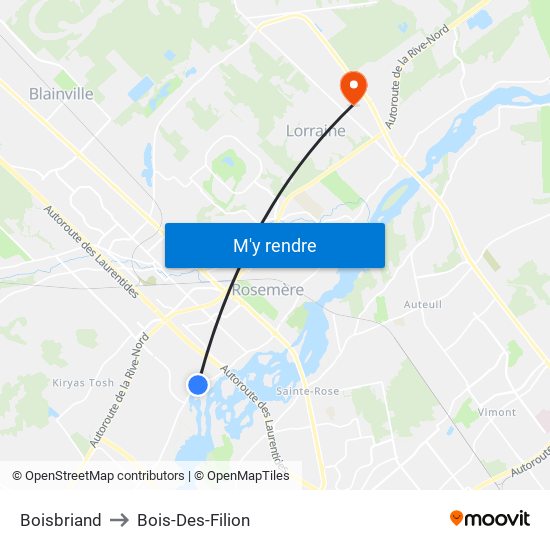 Boisbriand to Bois-Des-Filion map