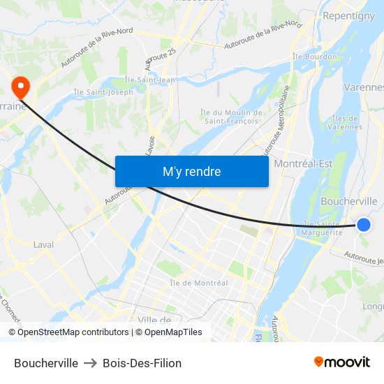 Boucherville to Bois-Des-Filion map