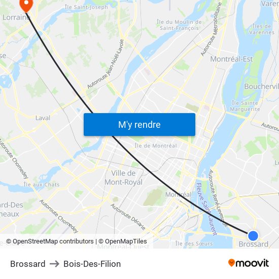 Brossard to Bois-Des-Filion map