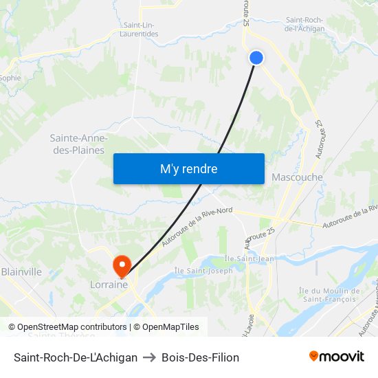 Saint-Roch-De-L'Achigan to Bois-Des-Filion map