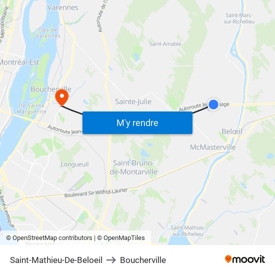 Saint-Mathieu-De-Beloeil to Boucherville map