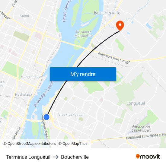 Terminus Longueuil to Boucherville map