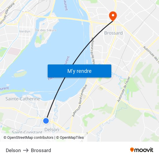 Delson to Brossard map