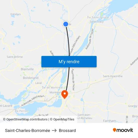 Saint-Charles-Borromée to Brossard map