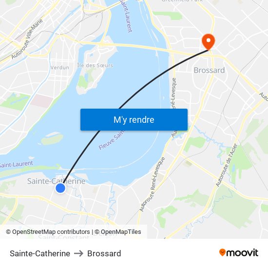 Sainte-Catherine to Brossard map