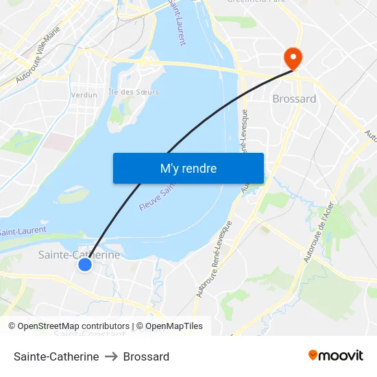 Sainte-Catherine to Brossard map