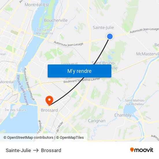 Sainte-Julie to Brossard map