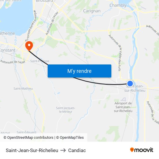 Saint-Jean-Sur-Richelieu to Candiac map