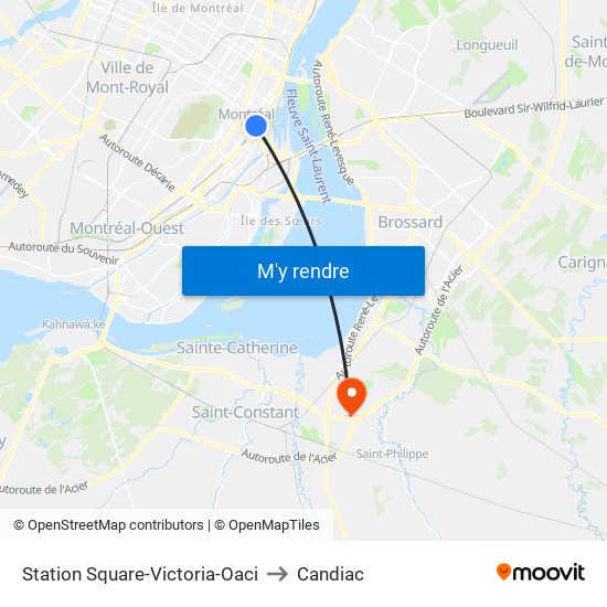 Station Square-Victoria-Oaci to Candiac map