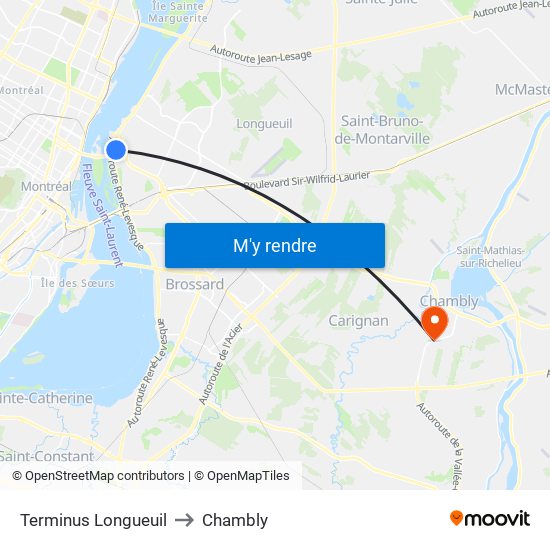 Terminus Longueuil to Chambly map