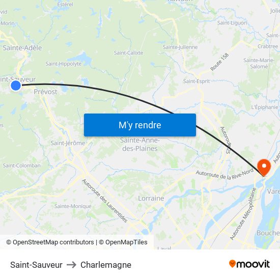 Saint-Sauveur to Charlemagne map
