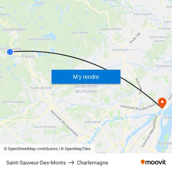 Saint-Sauveur-Des-Monts to Charlemagne map