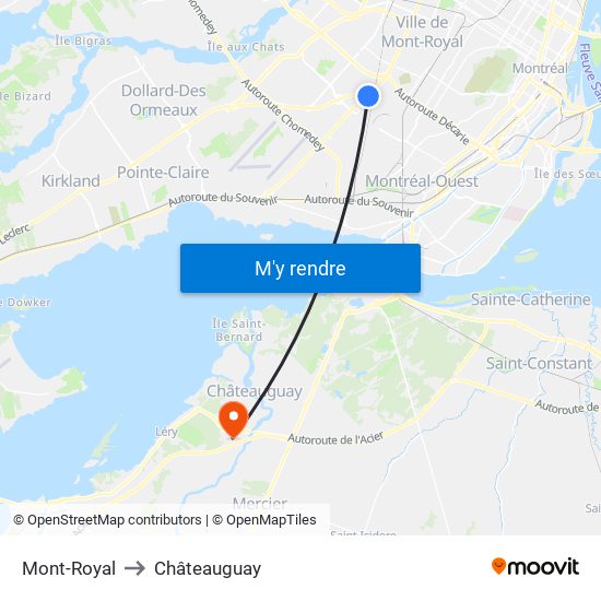 Mont-Royal to Châteauguay map