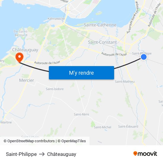 Saint-Philippe to Châteauguay map