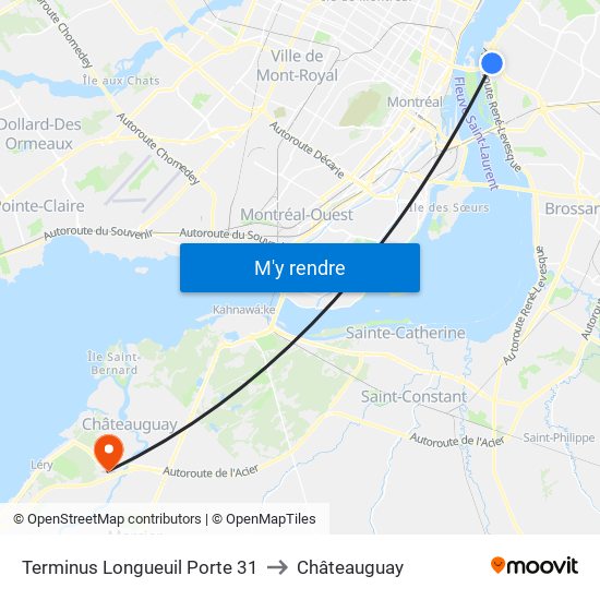 Terminus Longueuil Porte 31 to Châteauguay map