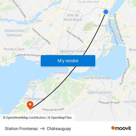 Station Frontenac to Châteauguay map