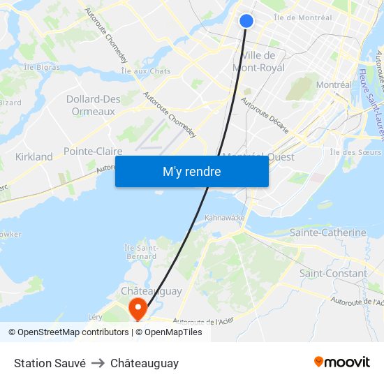 Station Sauvé to Châteauguay map