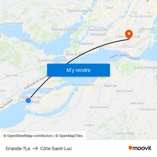 Grande-?Le to Côte-Saint-Luc map