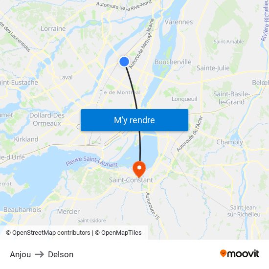 Anjou to Delson map