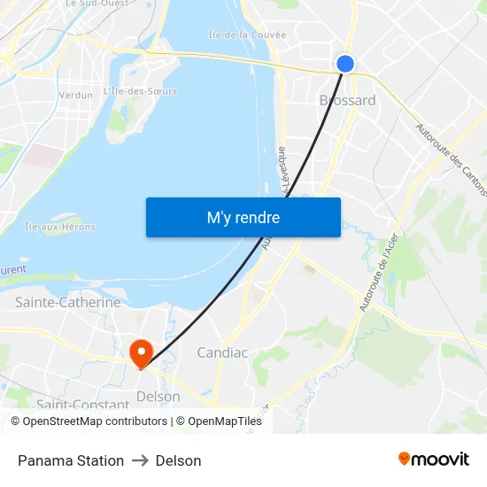 Panama Station to Delson map